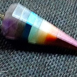 NWT-VIBRANT (7) NATURAL STONE AMULET PENDULUM. END OF CHAIN, QUARTZ CRYSTAL